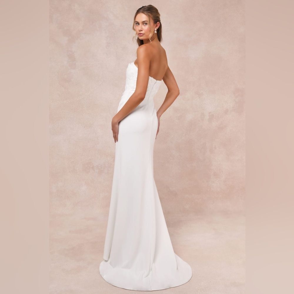Lulus Refined Glow White 3D Embroidered Sequin Strapless Maxi Dress - Picture 4 of 7